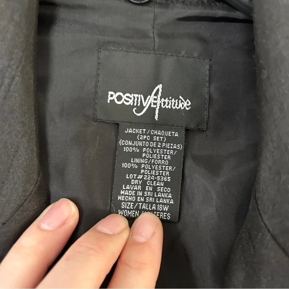 🦋 Vintage Positive Attitude Black Button Down Blouse Flower Button Jacket 18W